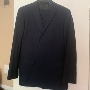 Perry Ellis Navy Blue Pinstripe Suit, 44 Reg